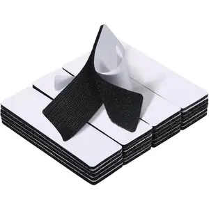 15 Sets 1x4 Inch Hook and Loop Fastener Strips with Adhesive Heavy Duty Double Sided Sticky Picture Hanging Wall Mounting Tape for Home and Office Use, Black