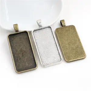 New Fashion 5pcs 19x38mm Inner Size rectangle Cabochon Base Setting Charms Pendant,Fit 19*38mm Rectangle Glass Cabochons