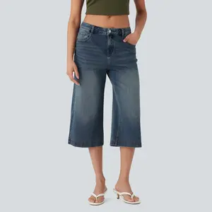 Halara Flex Low Rise Washed Stretchy Knit Casual Capri Baggy Jeans with Pockets