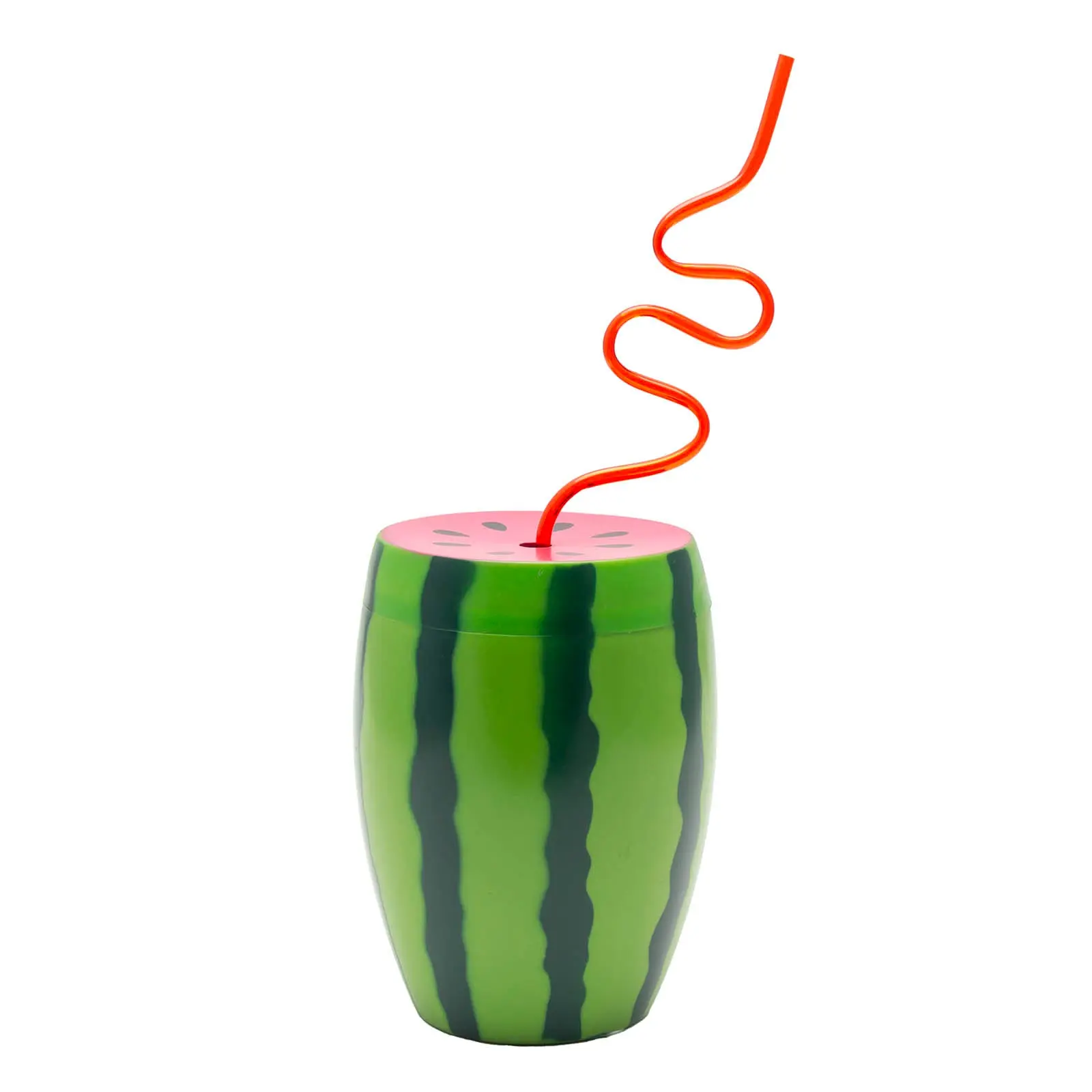 BarConic® Watermelon Novelty Reusable Plastic Water Bottle, 28 Oz, with Washable Lid and Straw, Water Bottles