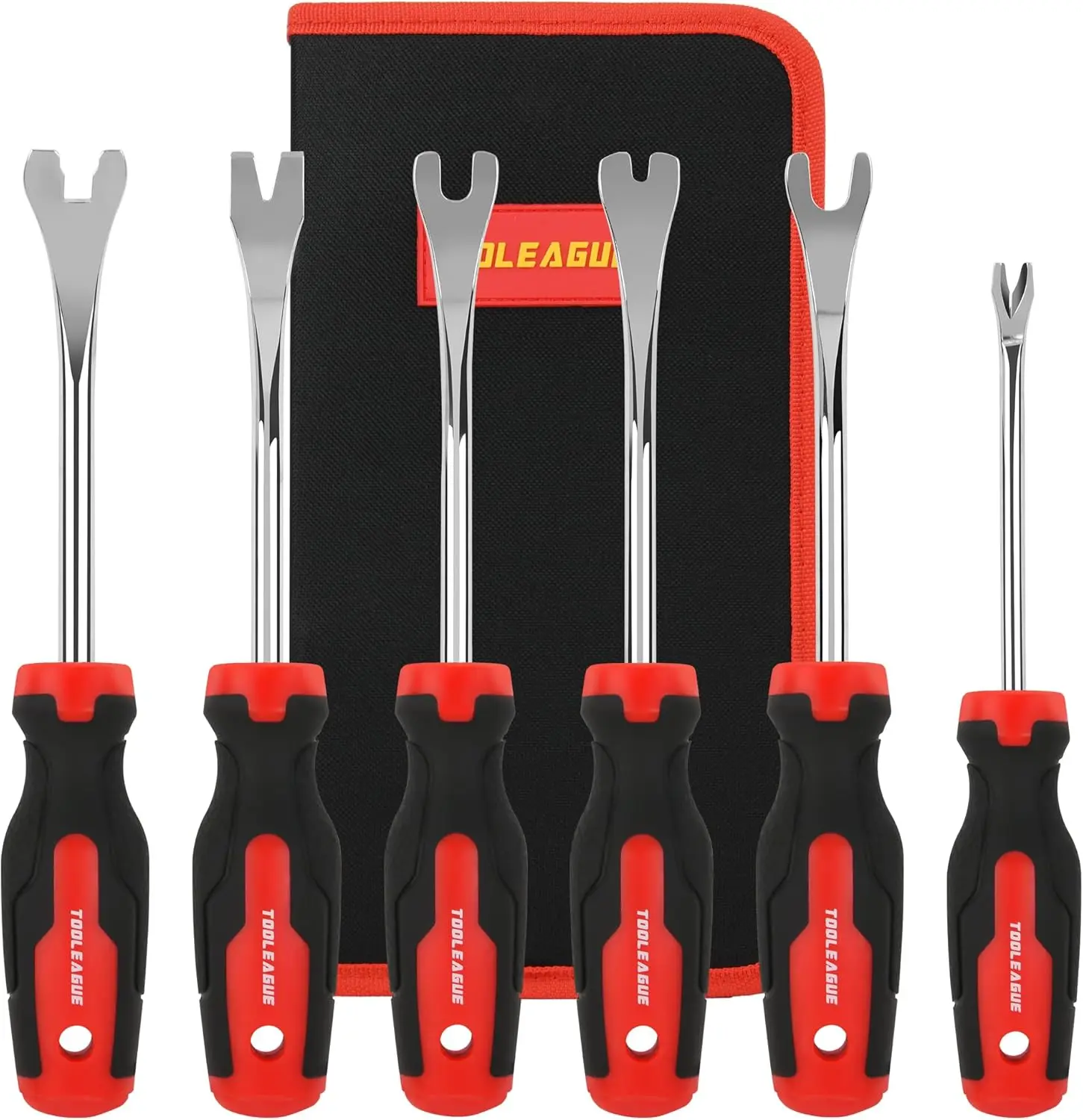 TOOLEAGUE 6PCS Auto Trim Removal Tool Set – Upholstery & Panel Removal Tools with Fastener Remover Kit and Storage Bag