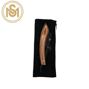 SM Straight Edge Wooden Handle Razor Easy to Use Manual Shaving Lightweight Smooth