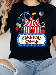 Unisex's Large Carnival Graphic TShirtCircus Party Tee with Ferris Wheel Clown BalloonsBreathable NonTransparent Fabric for Carnival Birthday Everyday Casual OutfitsMachine WashableHappy Mother Day Shirt for Mom Best Mom Ever Graphic Tee Gift