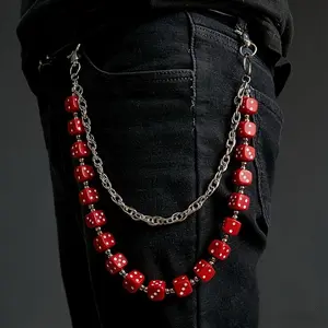 Double Layer Acrylic Dice Waist Pants Chain, Hip Hop Punk Rock Fashion Jeans Chain, Unisex Novelty Cycling Jewelry