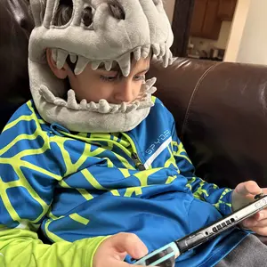 Dinosaur Skeleton Costume Park T-Rex Skull Costume Props for Children and Adults Cotton Halloween Party Decoration Supplies with Tombstone Hat Fun Addition Skeletoncostume