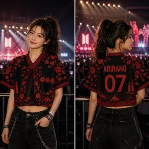Arirang Hanbok Korean Style V-neck Top, Arirang Crop Top Jersey, Kpop Fan Outfit 2026, Custom Name Number Shirt MMK