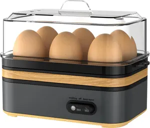 Rapid Egg Cooker Electric 6 Eggs Capacity, Soft, Medium, Hard Boiled, Poacher, Omelet Maker Egg Poacher With Auto Shut-Off,