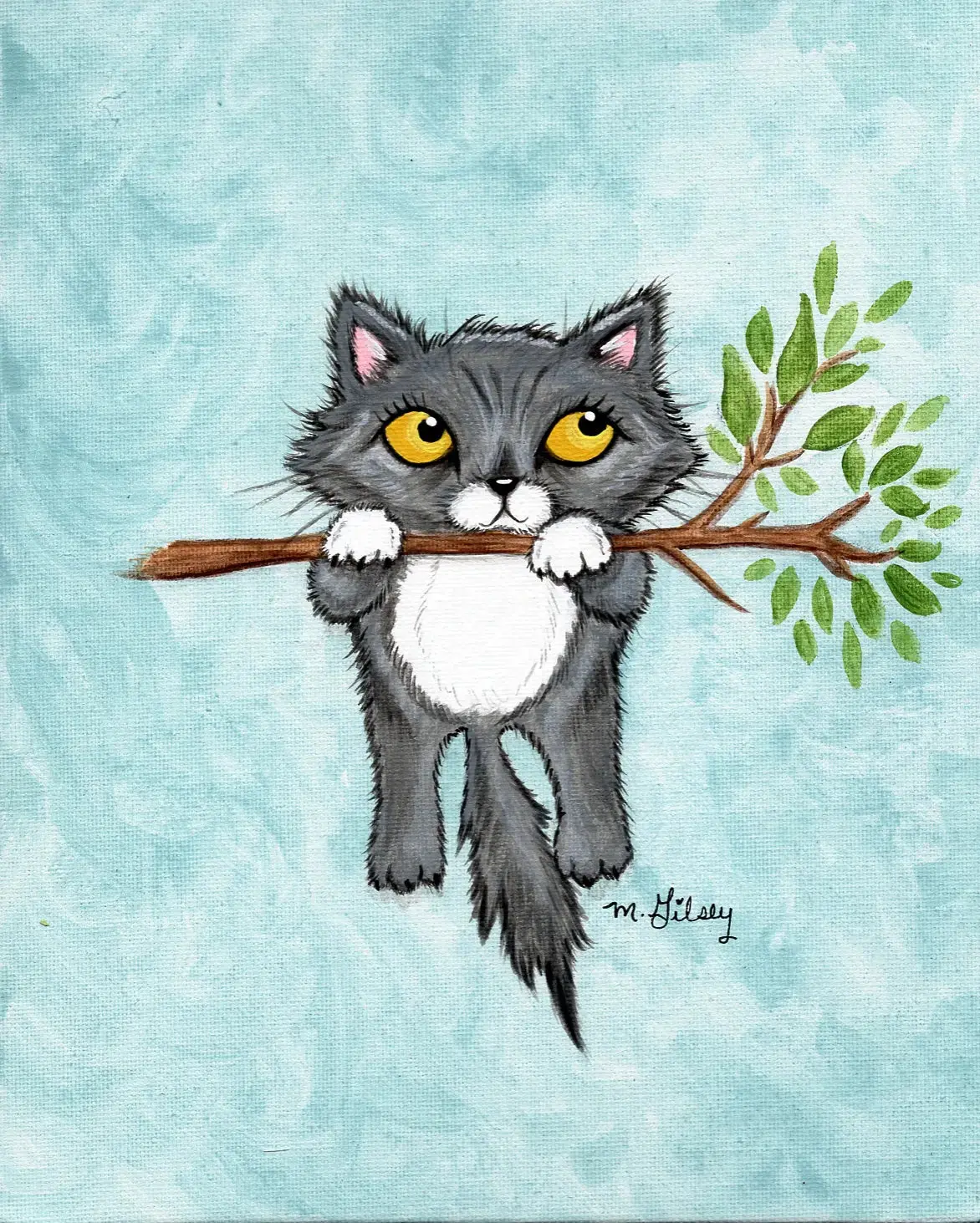 Hang In There Cat ORIGINAL Painting 8"x10" acrylic painting