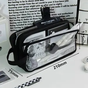 Large Capacity 4-Layer Pencil Case for Students, Transparent Office School Supply Organizer, Trendy TikTok Stationery Storage