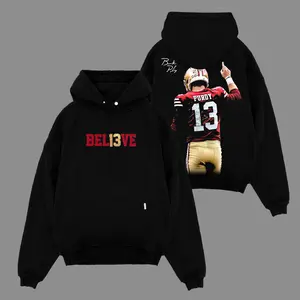Brock Purdy 13 'BEL13VE' V2 For Niner Gang Game Day Cotton Hoodie T-Shirt (Made In US), Big Cock Brock Fans Outfit, 49ers Faithful Outfit, Gift For Football Fans city boy boxy fit good graphic tees quarter zip men georgia