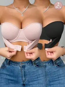 Women's Sexy Strapless Bandeau Top, Bras, Removable for Easy Wear Breathable Comfort Underwire Shaping & Lift to Prevent Sagging Fashionable Elegant Floral Design Suitable for Daily Wear & Dates Year-Round Wear