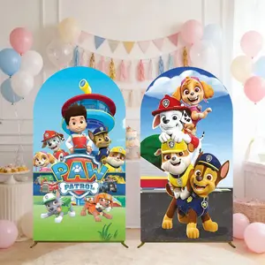 Paw Patrol Theme Arch Cover Backdrops Kids Birthday Party Decoration Dog Baby Shower Arched Wall Banner Photography Background