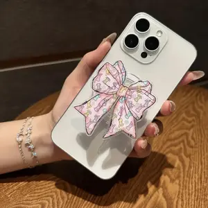 Pastel Pink Bunny Bow Magsafe Phone Grip, Magnetic Pop Socket, Kickstand for Hands-Free