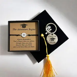 Graduation Gifts 2026 - Class of 2026 Keychain & Bracelet Set, Kindergarten High School College Graduation Gift for Her Him, Adjustable Bracelet with Card for Teen Girl Boy, Senior Daughter Student Nurse