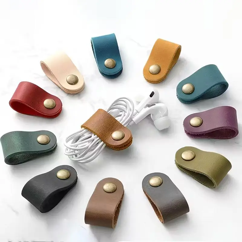 10pcs PU Leather Cable Organizer Straps, Durable & Flexible Multi-Color Cord Holders, Headphone Charger Desk Organization, Home & Office, Office Desk Accessory, Desk Accessories, Desk Gadgets, Multifunctional Cable Tie
