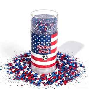4th of July Glitter Stick-Red, White & Blue Body & Hair Sparkle for Independence Day Party, Festival & Fun Holiday Look