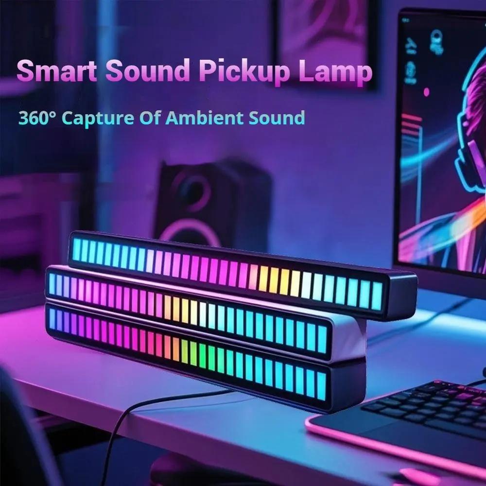 Joytutus RGB Sound-Activated LED Light Strip — Voice-Controlled Rhythmic Ambient Lighting, Ideal for Cars, Gaming Setups, Desktops, and Parties; Supports Smartphone Charging