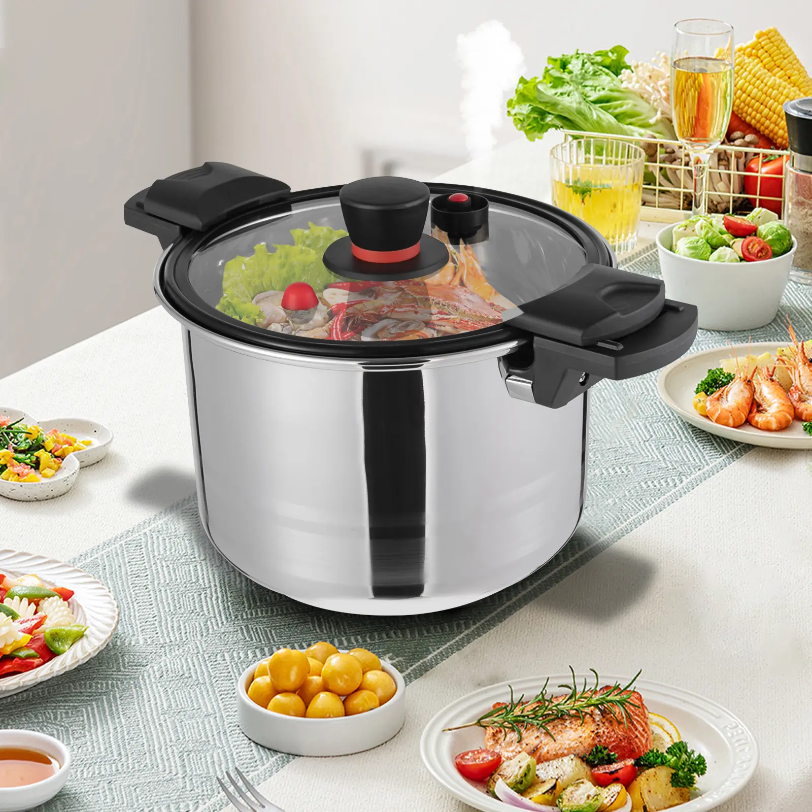 CNCEST 7.4Qt 201 Stainless Steel Stovetop Pressure Cooker - Modern, Durable, Efficient Kitchen Cookware (pressurecooker)