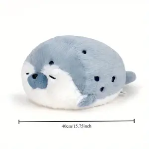 A cute squinting seal plush toy, a soft home decoration, a photo prop cushion, and also perfect for Halloween, Valentine's Day, Christmas, or as a birthday gift! sanemi