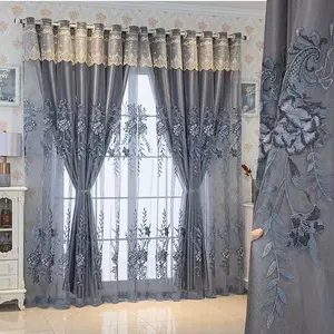 1pc Luxurious Light Blocking Bedroom Home Decoration Thermal Insulated Heavy Curtain, Embroidered Double Layer Sheer Fabric, Insulated Sun Protection, Thick and Drapey, Easy to Clean