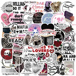 50 Dark Romantic Reader's Doodle Stickers, Sticker Decals, Suitable for Scrapbooks, Diaries, Laptops, Water Bottles, Cars, and Other Faith-based Designs—gifts with Positive Messages.