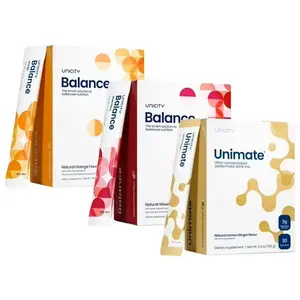 Unicity Feel Great Balance Drink Mix 3 Pack – Unicity Balance Mixed Berry and Natural Orange +Unimate Lemon Ginger (3 Boxes) (7.25g) 60 Stick Packs