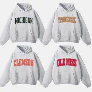 All Team Distressed Varsity College Hoodie – Ash Grey, Custom Your Team, Perfect for Casual Wear, Game Day Outfit, Gift for Fans, Menswear & Womenswear