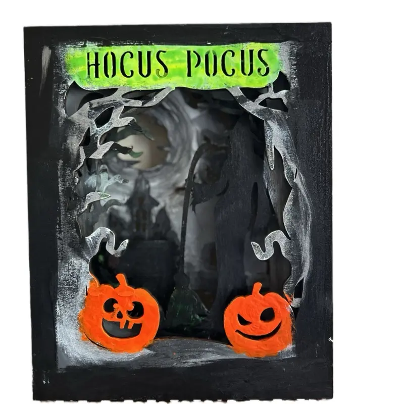 Hocus Pocus Halloween Diorama with Spooky Halloween Decor and Halloween Pumpkin Design