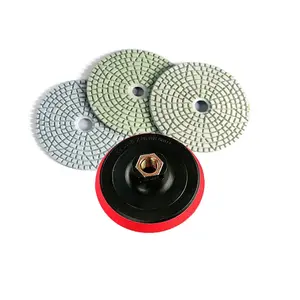 Huang Chang 3-Step Quick Diamond Polishing Pads with 5/8’’-11 Backer Pad 4 Inch, 4PCS Wet Granite Stone Polish Pad Kit for Drill, Grinder, Polisher, 1-3 Grit Polishing Pad for Concrete Marble Rock Countertop Quartz
