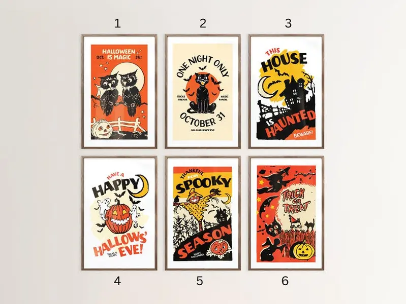 Poster No Frame - Retro Halloween Art Prints, Spooky Posters