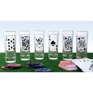 Shot Glass Poker Set - 2 ounce Tall Shot Glasses - 6 piece