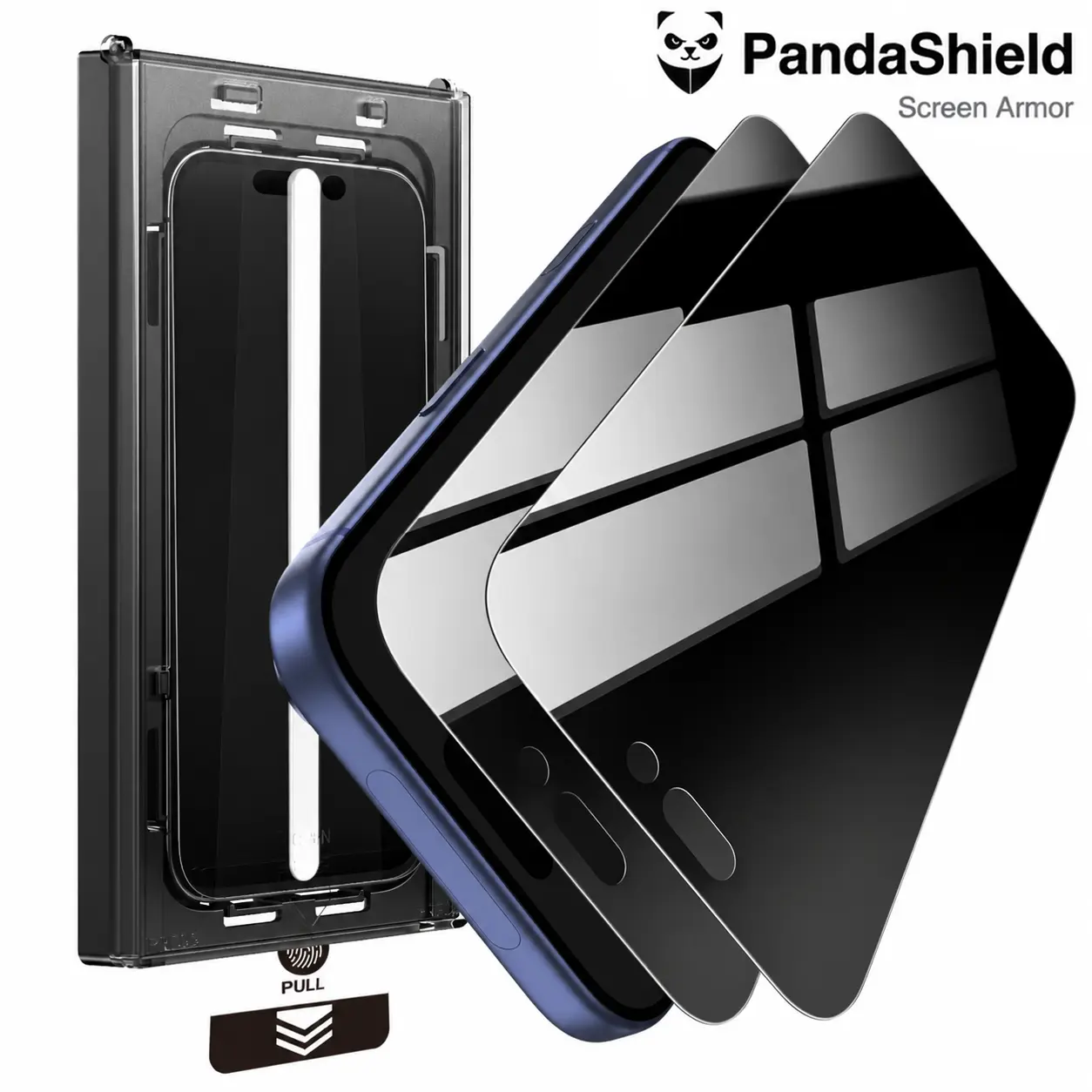 PandaShield 2PCS 25° Privacy Screen Protector for iPhone 17/16/15/14/13 Plus/Pro/Max - Anti-Peeping Design, Premium Upgraded Easy-Install Box, 9H Hardness, Full Coverage