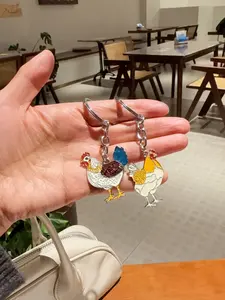 Rooster Hen Keychain, Unisex Design, Durable Material, Multi-Purpose, Ideal Gift for Couples, Fashion Accessory, Boho Style