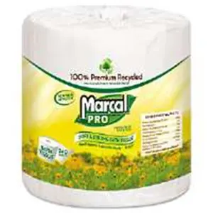 212 MAIN 2-Ply 100% Premium Recycled Fiber Toilet Sheets - Marcal Paper Mills 3001 Bathroom Tissue, 48 Rolls per Carton