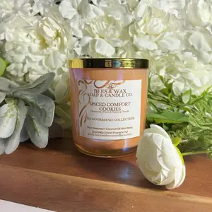 Gourmand Spiced Comfort Cookie Aroma All Natural Cinnamon Candle - Wooden Wick, Cinnamon, Clove, Nutmeg, Vanilla Scented Candle, All Natural Candles