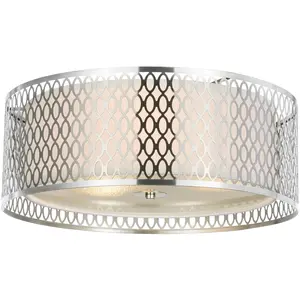 CWI Lighting Mikayla 3 Light 17 inch Satin Nickel Drum Shade Flush Mount Ceiling Light 5555C17SN