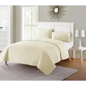 3pc Twin Nina Embossed Quilt Set Ivory - VCNY Home