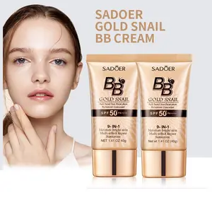 BB Cream SPF 50 Foundation, Snail BB Cream Tinted Moisturizer with SPF for Face, Medium Buildable Coverage Foundation BB Cream Lightweight Waterproof Color Correcting Cream