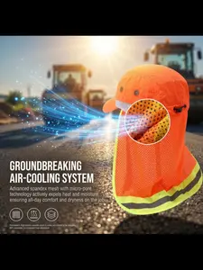 Reflective Safety Scarf Hat, Sun Protection Mesh Cap for Street Cleaners, Breathable Summer Hat for Road Maintenance, Outdoor Work Gear