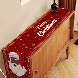 1 piece, 72 inch Santa Claus Christmas table runway - African American snowflake design, red gold holiday table decoration, suitable for family gatherings, foyer, living room, kitchen, Christmas decorations, holiday gift selection