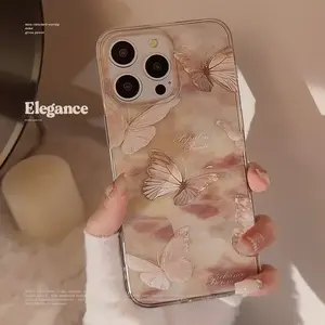 Dreamy Butterfly Gradient Phone Case for iPhone 16, 15, 17 Pro Max, 11, 12 - Transparent Soft Case