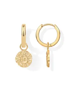 PAVOI 14K Gold Plated S925 Sterling Silver Post Lightweight Drop Dangle Huggie Hoop Earrings for Women - Star, Cross, Lightening, Coin - Dainty Earrings