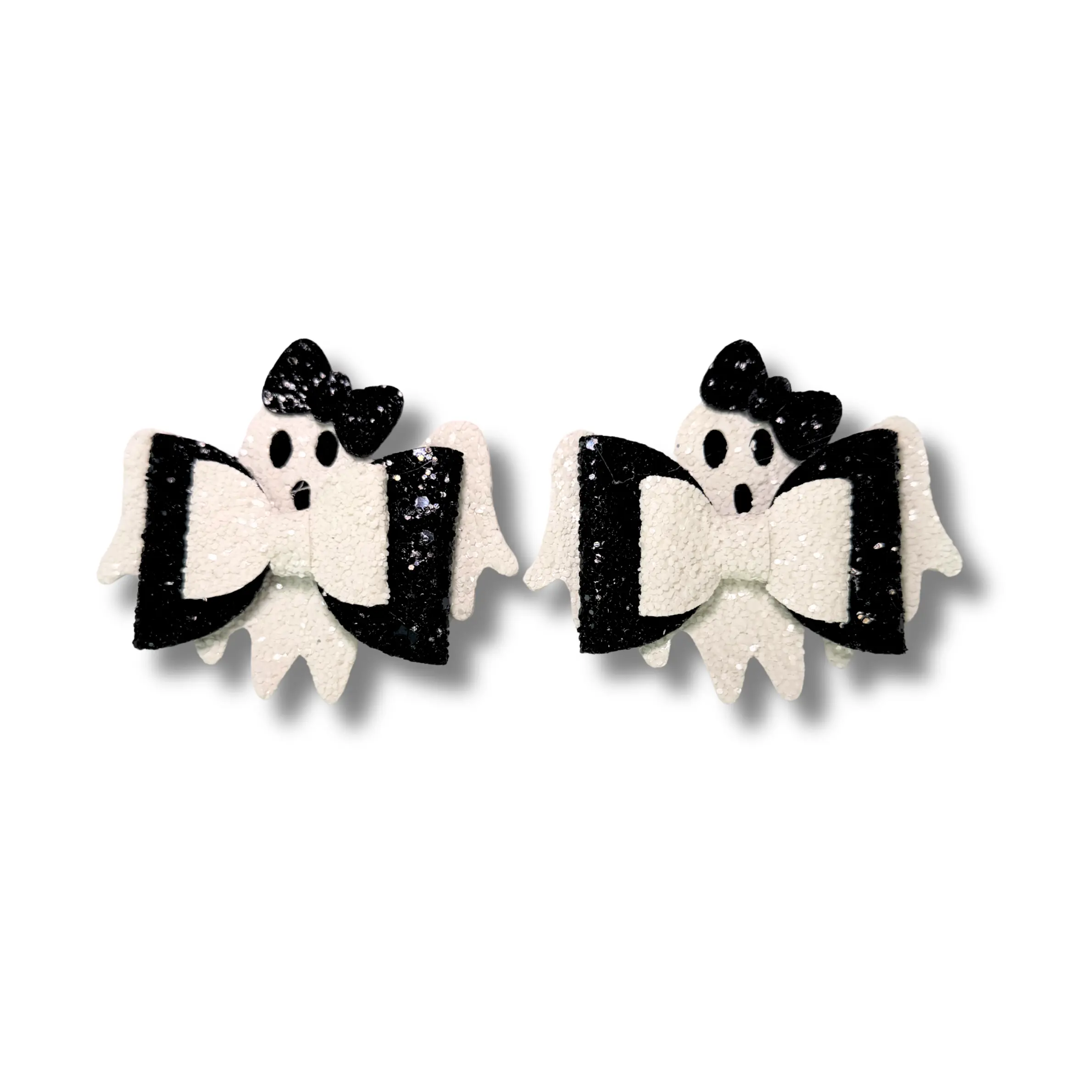 Ghost Glitter Double Bows for Dogs – Halloween Pet Headband - Halloween Pet Hair Accessories