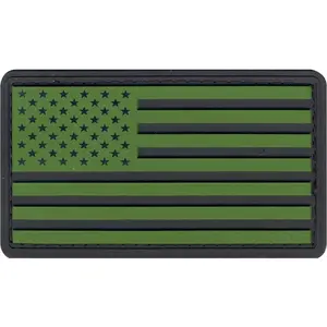 Black / Olive Drab PVC US Flag Patch With Hook Back