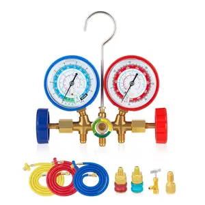 Orion Motor Tech AC Gauges, Automotive AC Gauge Set for R134a R12 R22 R502, 3 Way AC Manifold Gauge Set with 5FT Hoses Couplers & Adapter, PR134A Can Tap Freon Recharge Kit for HVAC