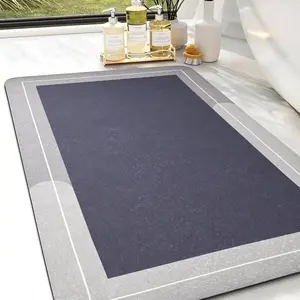 Diatomaceous Earth Bath Mat Super Absorbent Quick Dry Bath Mat, Bathroom Rugs Non Slip Washable, Thin Grey Bathroom Floor Mats-Shower Rug for in Front of Bathtub Shower, Easy Care, 15.7"x23.6"