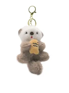 Cute Otter Fuzzy Keychain Pendant & Bag Accessories, Animal Lover Gift Idea, Perfect for Bags & Backpacks, Unique Design for Daily Use