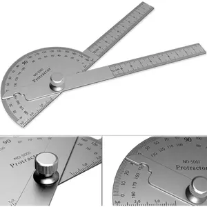 Stainless Steel Protractor 180 Degrees Two Arm Ruler Adjustable Angle Protractor Woodworking Ruler  Angle Measure Tool (10 cm/ 3.94 Inch)
