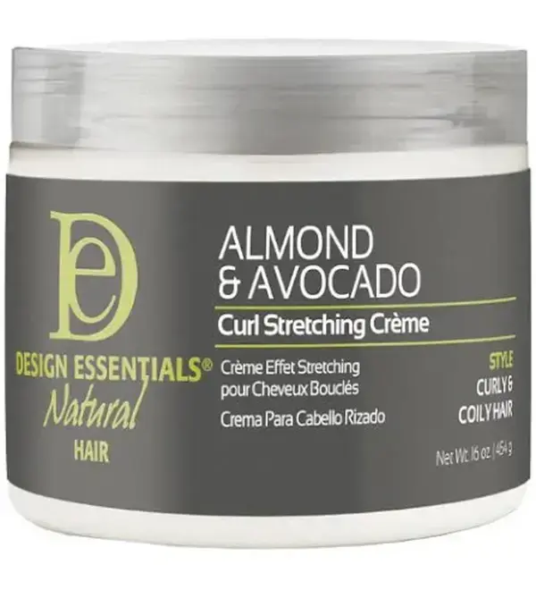 Design Essentials Almond & Avocado Curl Stretching Creme, 16oz, for Curly Hair, Moisturizer, Haircare, Hydrating, Shiny Hair, Natural Curls, Unisex