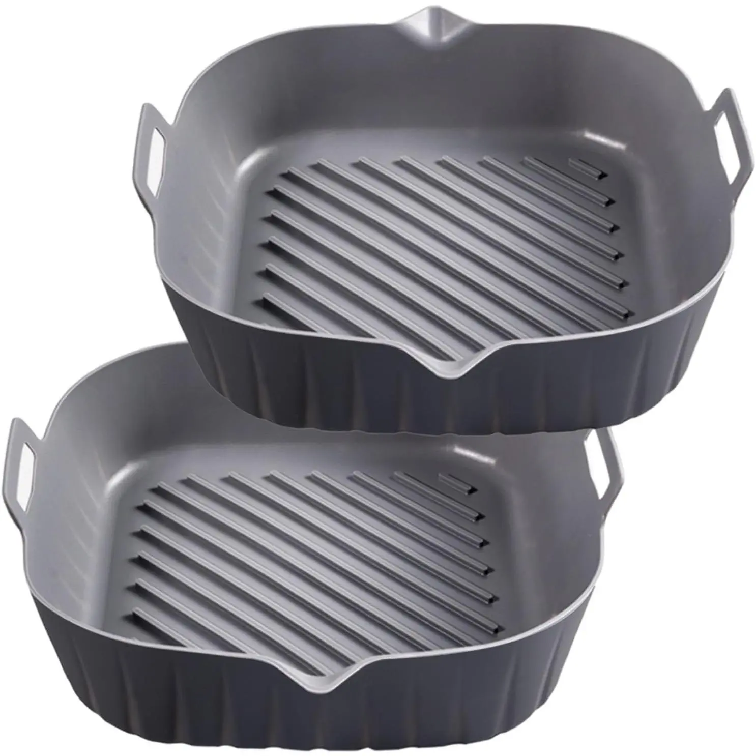 Liners Square for Air Fryer, 2 count Non-stick -grade  Basket  Pot Baking Tray Airfryer Accessories, Top Size 8 inches, Bottom Size 7 inches, Grey